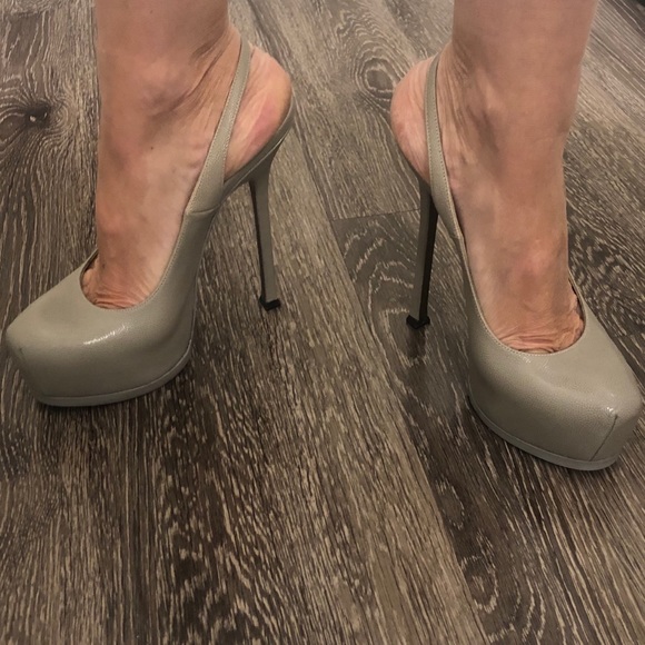 YSL Yves Saint Laurent Tribtoo Platform Slingbacks - Picture 2 of 8